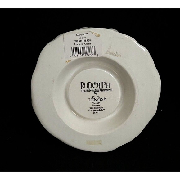 LENOX Rudolph The Red Nosed Reindeer Ceramic Porcelain Votive Candle Holder - Picture 9 of 11